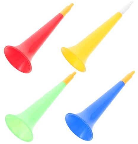 Sosoport Bocinas De Fútbol Para Niños 4 Piezas Multicolor Trompeta De Plástico Generadores De Ruido De Fútbol Juguete De Cuerno Para Animar Fiestas Infantiles Eventos Deportivos