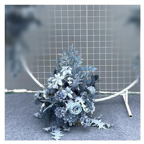 SHENJMAI Wedding Arch Flowers Kit Wedding Flower Artificia Silk Flowers Arch Round Pavilion Art Window Decoration Wedding Props T Stage Leaf Hanging(S Deep Blue)