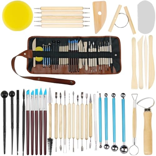 40PCS Clay Tools, Clay Tools Sculpting Storage Bag Polymer Clay Tools Perfect for DIY Clay & Pottery Sculpting Tools,Suitable for Relief Mouldings Air Dry Clay Tools