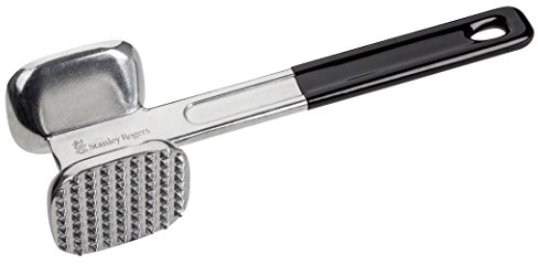 Stanley Rogers Fleischklopfer 26 cm, Fleischhammer mit Softtouch-Griff und Funktionsteil aus Aluminium, Schnitzelklopfer mit genoppter und Flacher Seite (Farbe: Silber/Schwarz), Menge: 1 Stück