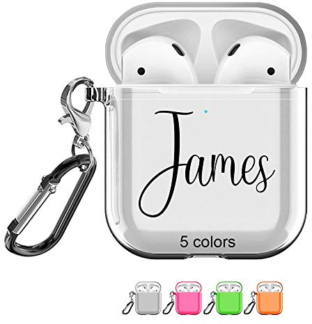 Shumei Funda de AirPods con Nombre Personalizar para Apple AirPod 2 y 1, Regalo Personalizar, amortiguación, Suave, Transparente, Cubierta de TPU, Alivio de Bricolaje
