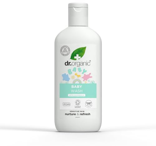 Dr Organic Calendula Baby Wash, Fragrance Free, Gentle Cleansing, Sensitive Skin, Natural, Vegan, Cruelty-Free, Paraben & SLS-Free, Organic, 250ml