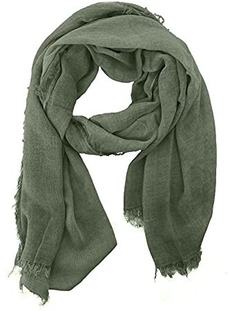 JOPHY & CO. Sciarpa Donna Uomo Elegante Leggera Morbida a Stola Rettangolare in Fibra di Bambù a Tinta Unita o Fantasia Colori (Militare Scuro)