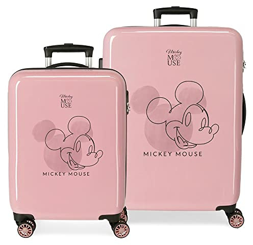 Disney Mickey Outline Koffer-Set, Rosa, 55/68 cm, starr, ABS-Kombinationsverschluss, seitlich, 104 l, 6 kg, 4 Räder, Handgepäck