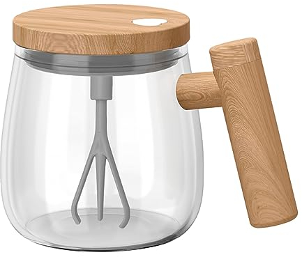 Taza Batidora, Auto Magnetic Mug Eléctrica Taza de Café Autoagitadora Taza de Café Mezcladora de Vidrio de Borosilicato Alto Adecuada Para Taza Batidora De Colacao/Café/leche/Proteína En Polvo