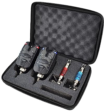 Hirisi Tackle Bissanzeiger und Schaukel-Set für Karpfenangeln, wasserdicht, blaue und rote LED