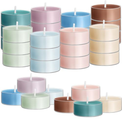 Conelist 24 Pack Colored Scented Tealight Candles Bulk Spring Easter Small Fragrance Tea Lights in Clear Cups Colored Warmer Aromatherapy Relaxing Mini Candles for Easter Holiday(Morandi Color)