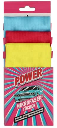 NIGRIN Power Mikrofaser-Tücher-Set 3X fusselfrei, Poliertuch, alle Oberflächen