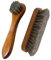 Wooden Boot Brush Polish Kit - 2 Horsehair Brushes for Leather Shoe Cleaning, Buffing and Polishing