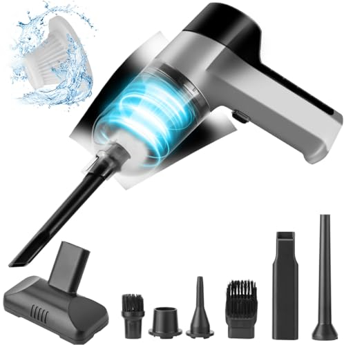 LUXHEIM Handstaubsauger Akku, 10000Pa Aufladbar Tragbar Leicht Mini Staubsauger, 2 in 1 Autostaubsauger mit Waschbar HEPA-Filter, Auto Kabellos Staubsauger für Auto, Haus, Tierhaare