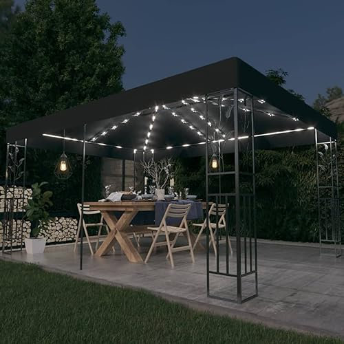 CIADAZ paviljong med dubbeltak, viklådspaviljong, pergola, festtält, markis och soltält, trädgårdspaviljong, grillpaviljong och 3 x 4 m antracit