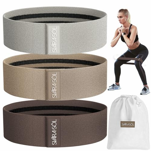 Svära Söl Fabric Resistance Bands Set of 3 for Legs, Glutes, Arms, Booty Bands for Women and Men, Resistance Bands for Working Out, Physical Therapy, Strength Training, Elastic Bands for Exercise
