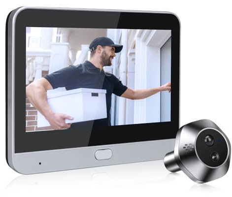 YBLNTEK Wifi - Mirilla para puerta con pantalla a color de 4,3 pulgadas, cámara con gran angular de 120° y sensor PIR, batería de 5000 mAh, videollamada bidireccional y vista en directo disponible