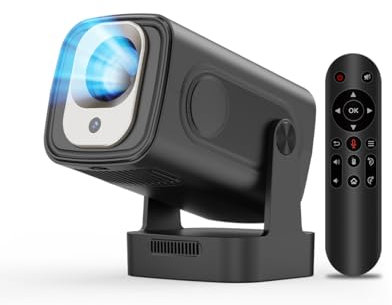 Alwtniet HY310 Proiettore 4K, Mini Proiettore Portatile con WiFi 6 e Bluetooth 5.4, Ruotabile 180°, Messa a fuoco automatica Video proiettore da soffitto hd, vocale remoto Air Mouse 2025 Aggiornato