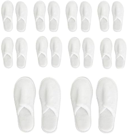 Beach Stone 10 Pairs Disposable Spa Slippers, Closed Toe Womens White Slippers for Girls Women Party Guest Travel Home Hotel Use