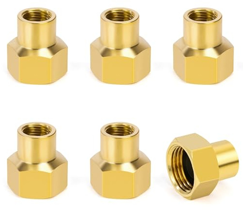6 Pièces Manchon en Laiton, Femelle 3/8 x Femelle 1/8 Raccord de Tuyau Fileté, Douille Connecteur de Couplage Hexagonal Adapté pour la Conversion de Raccordement de Tuyau