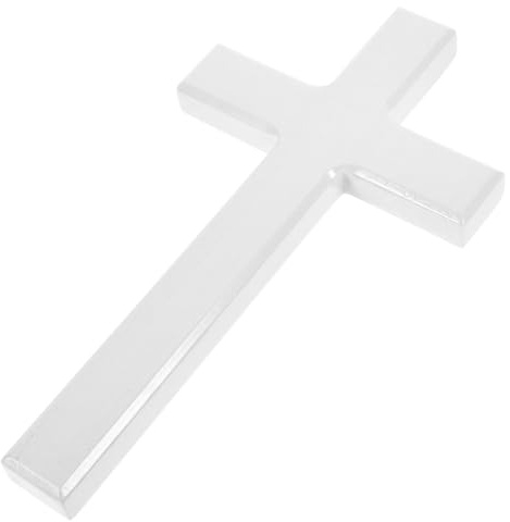 iplusmile Colgante de Cruz de Madera Blanca para Pared Decoración Artesanal de Iglesia Adorno de Cruz Compacto y Seguro para Hogar