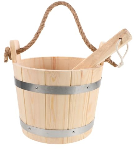CAXUSD Barril De Sauna De Madera Cubo De Ducha Cucharón Sauna para Baños De Vapor y SPA para Finlandeses