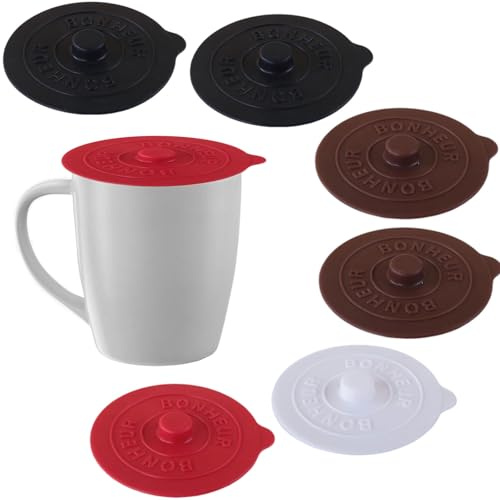 SiumPklay 6-Pack Silicone Cup Covers Universal,Mug Cover Reusable Leak-Proof Mug Lids for Coffee Tea Mugs & Glasses Anti-Dust & Dishwasher-Safe for Home Office Travel