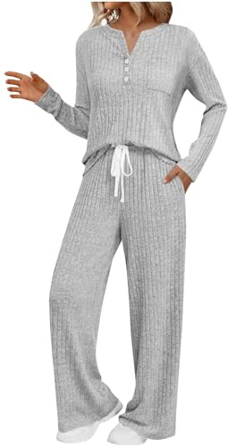 Pigiama Donna Invernale Pile Set Caldo Pigiami Felpato Due Pezzi Abbigliamento da Casa Morbido Manica Lunga Pantalone Lungo Indumenti da Notte Lounge Sleepwear