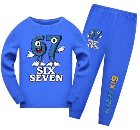Temolie Ensemble de vêtements 67 Meme Garçons Filles Six Seven Number 6 7 Noël Manches Longues Tops et Pantalon 2 Pièces Survêtements Tenue pour Enfants Streetwear