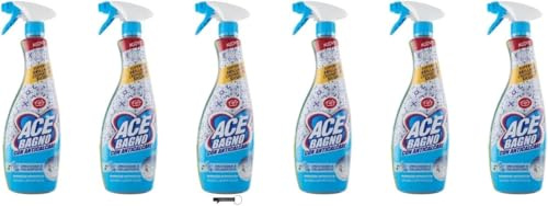 Ace, Bagno con Anticalcare, 6 detergenti da bagno, profumo di orchidee e gelsomino, rimuove il calcare, spray, 600 ml, + portachiavi Italy Shop Service in omaggio