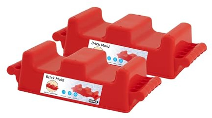 Superio Sand Castle Building Kit, Sandbox Beach Sand Toys for Adults and Kids – Snow Brick Maker, Igloo Fort Crenellated Block Form, Outdoor Winter Snow Toys (Red, 2)