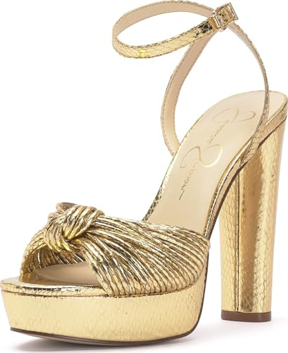 Jessica Simpson Womens Immie Platform Sandal with Ankle Strap, Gold, 9