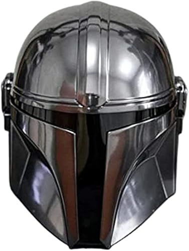 Antique Collection Mandalorianhjälm i stål med foder och hakrem för LARP/kostymer/rollspel mandalorian stålhjälm, svart, omkrets: 66 cm (ca.), Svart