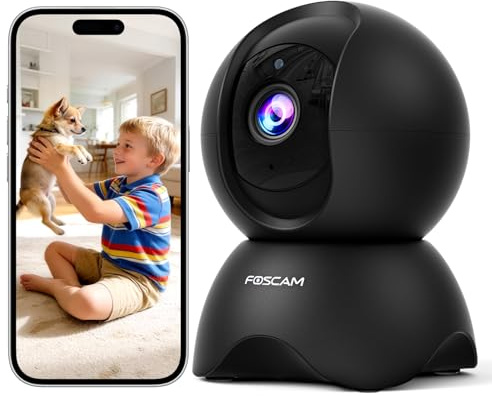 FOSCAM 3K Security Camera Indoor, 360° PTZ Baby & Pet Monitoring for Home Security, 5MP Night Vision, Human/Pet Auto Tracking, Motion & Sound Alerts, 2-Way Audio, 2.4GHz Wi-Fi (R5 Grey)