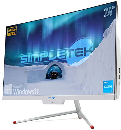 SIMPLETEK - Computer All in One 24” Curvo FHD Core i3 3.4GHz Windows 11 Pro | 16GB RAM SSD 960GB | Curved PC Desktop