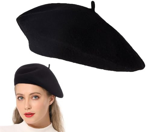 Barett, Baskenmütze Aus Wolle,Militär-Barett Für Herren Und Damen,Retro Beret Schiebermütze,Klassische Französischen Barett Warm Beret Mütze Für Eleganten,Unisex,Weich,Warm,Outdoor,Vintage,Künstler