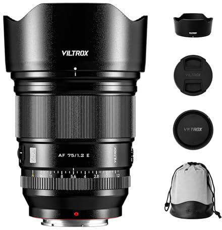 VILTROX 75 mm f/1,2 E-objektiv för Sony E Mount, PRO 75 mm f1.2 autofokus Prime-lins kompatibel med Sony E Mount Mirrorless a7R a7IV a7RIV a7RV A1 FX3 ZVE1 A7CII a6000 a6400 a600 a60 ZV-EE 10 FX30
