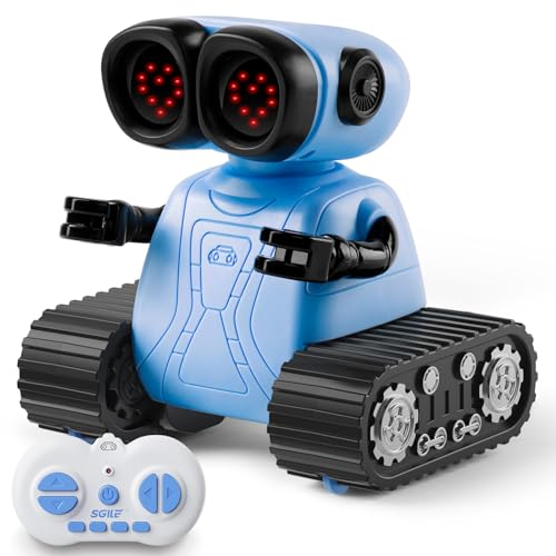SGILE Emotional Ferngesteuert Roboter Spielzeug für Kinder, Intelligent Programmierbar RC Roboter mit Arten von Gesichtsausdrücken, LED Augen und Musik, RC Spielzeug für Jungen Mädchen Geschenk, Blau