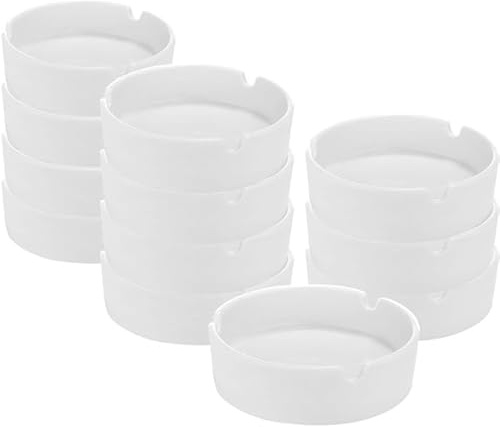 12x Posacenere in plastica Bianca dal Design Semplice,portacenere Portatile, posacenere per privati e Gastronomia, Bar Pub,Ristorante, (12 Pezzi)