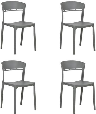 Totò Piccinni Sedia DELTA in Polipropilene in fibra di Vetro Moderne Design Impilabile (Grigio, 4)