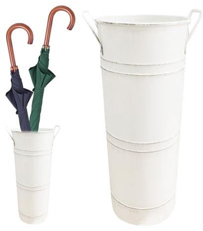 2PC Metal Umbrella Stand,Umbrella Stand Indoor Entryway,Vintage Round Umbrella Holder,Umbrella Bucket Barrel, Standing Canes Holder Stand,Golf Clubs Bucket Metal Floor Vase For Home Office Hotel