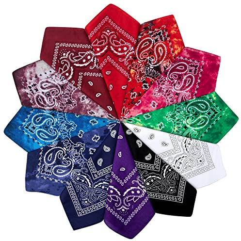 Chalier Cmfort Bandana Kopftuch Unisex, Halstuch für Damen Herren,Bandana kopftuch mit Mischfarben 10/12/14 Pack Armtuch,Haar,Pet Hals Vierecktuch