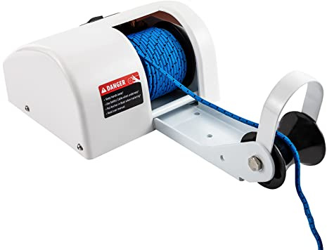 SABUIDDS 12V Electric Boat Anchor Winch with Remote Control, Automatic Resetting Circuit Breaker - Anchors Up to 45 lb, Suitable for Boats Up to 24ft (45lbs)