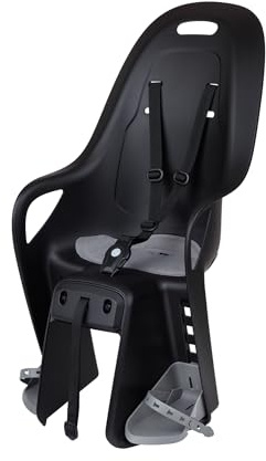 POLISPORT 8408300002 - Siège arrière KOARI pour vélo avec roues de 26'' à 29'' adapté aux enfants d'un poids maximum de 22kg avec ancrage sur le porte-bagages MIK-HD en Noir/Gris