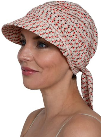 Deresina Headwear Sombrero de visera tipo bufanda, gorro de quimioterapia para verano, cubierta completa para la cabeza, antideslizante, Rojo ladrillo, Talla única