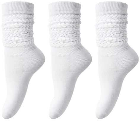 DRESHOW 3 Par Slouch-strumpor för Kvinnor Extra Långa Slokande Strumpor Mjuka Knä Långa Scrunch Strumpor Stickad Stövel Strumpa