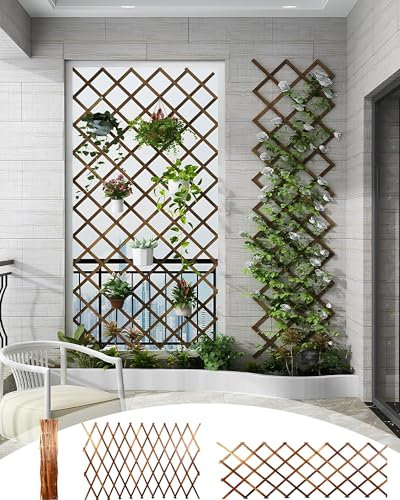 LTSRLL Treillis Extensible en Bois Stable – Support Robuste pour Plantes Grimpantes Et Légumes – Treillage De Jardin en Bois Naturel – Clôture De Décoration Murale Intérieure(H151)