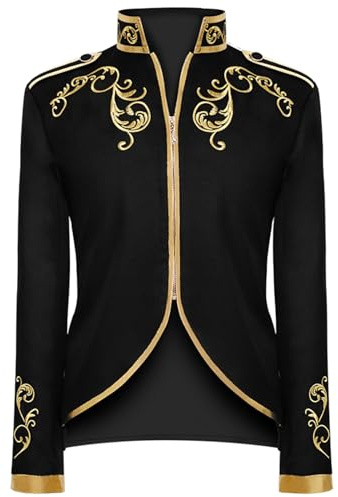 AJGEGJE Medieval Steampunk Vintage Coat Men, Medieval Gothic Tailcoat Frock, Victorian Renaissance Halloween Adult Tailcoat (3XL)