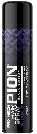 Pion Black Edition Pro Mech Purple Temporary Hair Color Spray 150 ml - Ultra Colors, Spray Coloranti Semipermanenti Per Capelli Viola, Spruzzare Shampoo Out, Unisex Per Uso Domestico e Quotidiano