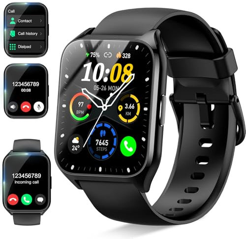 DUSONLAP Smartwatch herr dam, 1,85 tum HD smartwatch med samtalsfunktion, 113+ sportklocka svart