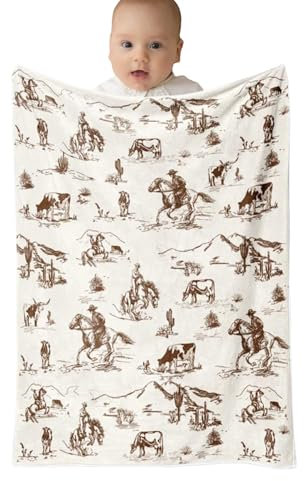 Générique Couverture Bébé Western | Couverture de Lancer Campagnarde | Couette Douce Vintage pour Maison Voiture Camping Pique-Nique Plage