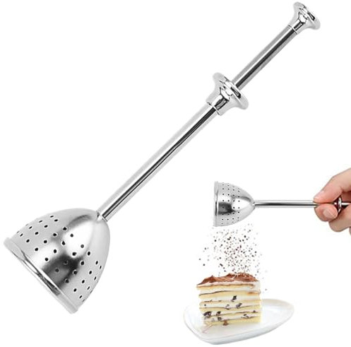 Spargitore per zucchero a velo, spargitore a velo, in acciaio inox, set di spargitore per farina e spezie