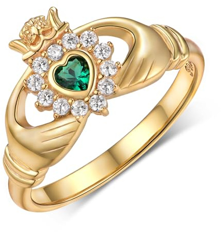 Cehuzeli Anillos de Claddagh para mujeres 925 anillos de Claddagh para mujer (7)