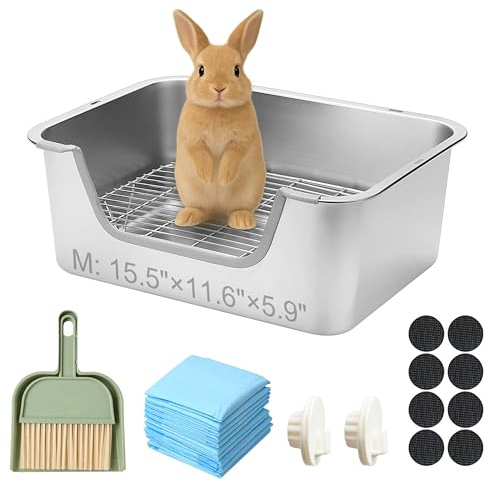 Sorstrem Stainless Steel Sifting Litter Box for Rabbit (M)